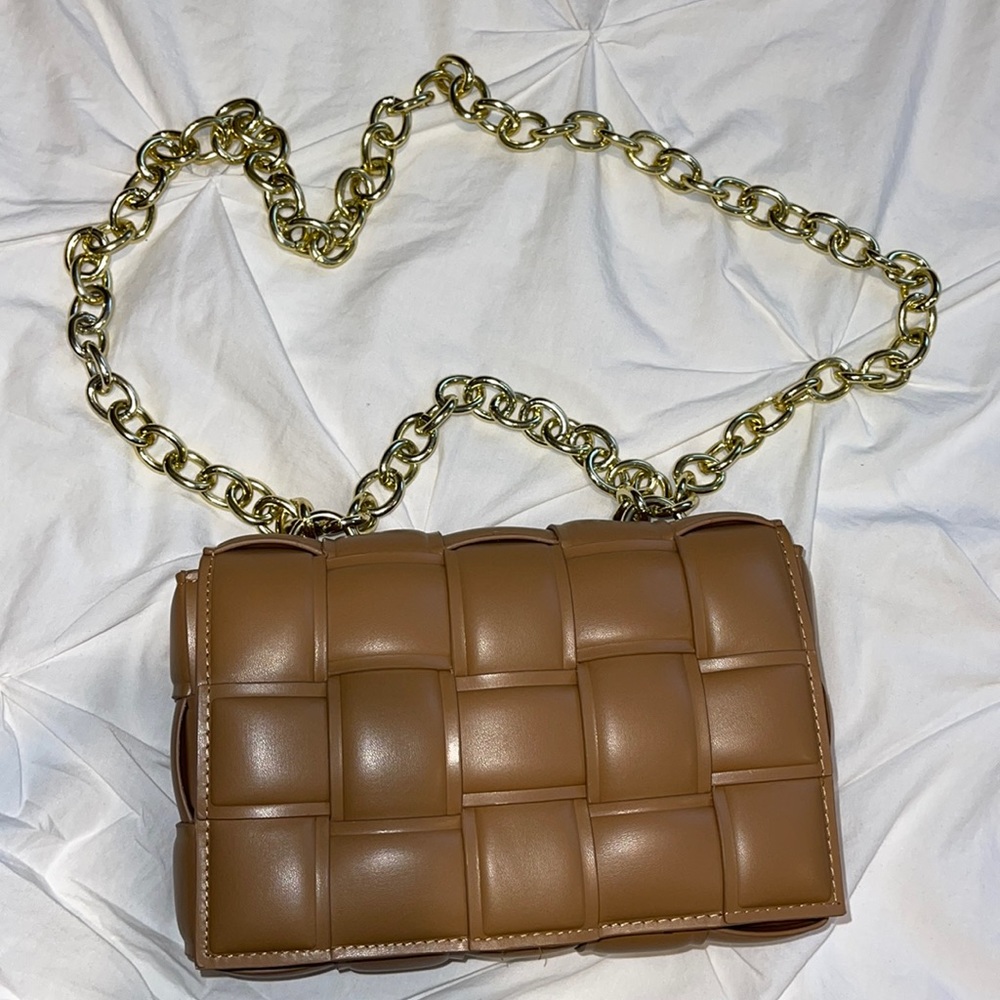 Women’s bag short and long strap tan color gold hardware